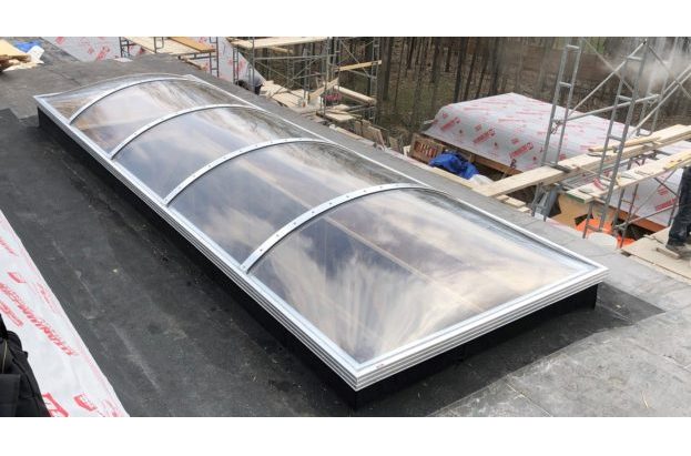 Continuous Barrel Vault Skylight with Clear Acrylic Domes