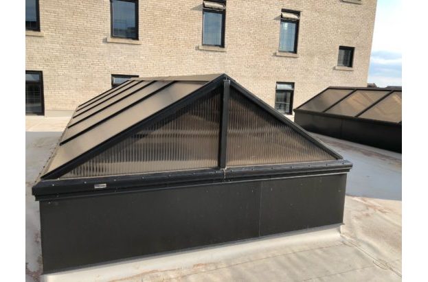 Architectural Multiwall Gable End Pyramid Skylight on a Flat Roof