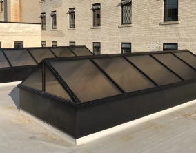 Architectural Multiwall Gable End Pyramid Skylight on a Flat Roof