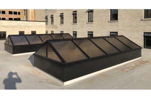 Architectural Multiwall Gable End Pyramid Skylight on a Flat Roof