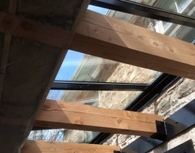 Interior view of a lean to skylight