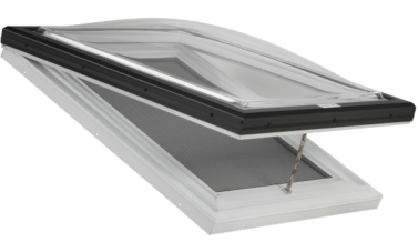 Manually Operable Venting Skylight with Acrylic Domes on a PVC Curb Frame